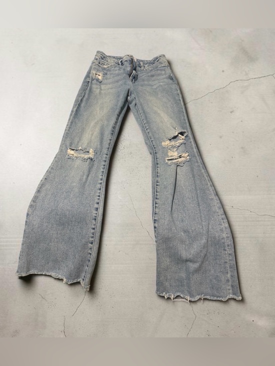 Lovervet Denim - Light Wash Distressed Wide-Leg Flare Jeans